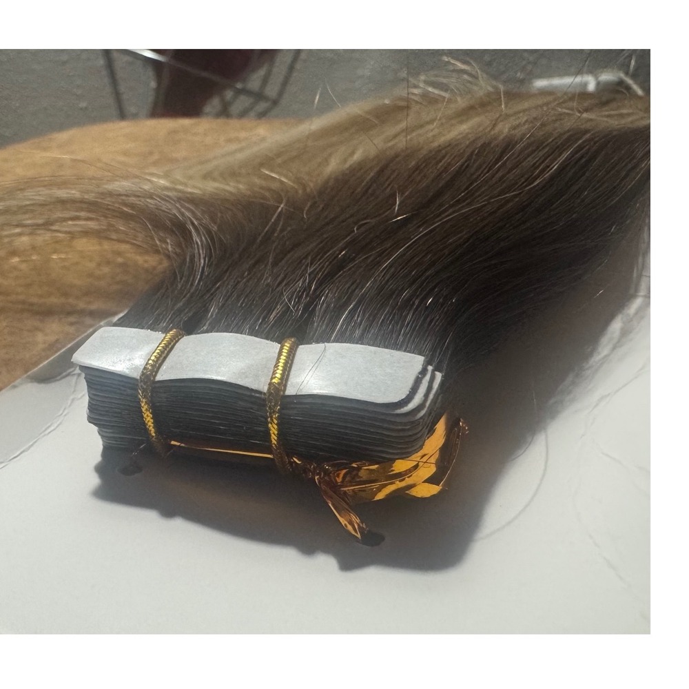 20 Inch Tape In Hair Extensions Ombre Dark Brown to Ash Blonde 50g 20pcs TP3824 - Picture 4 of 10